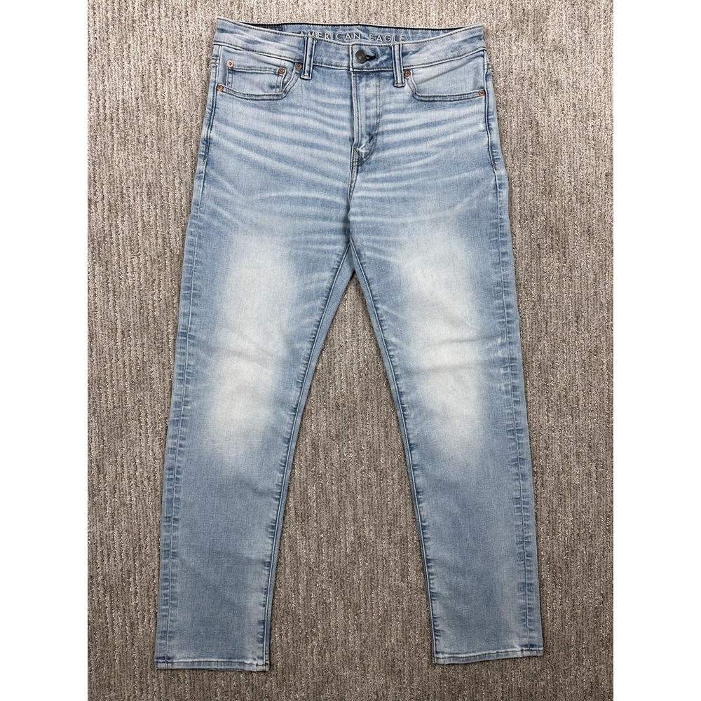 American Eagle Slim Straight Mens 32x32 (Fits 32x31) AirFlex+ Jeans Light Wash